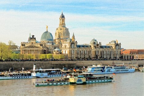 Flottenparade der Sächsischen Dampfschifffahrt in Dresden